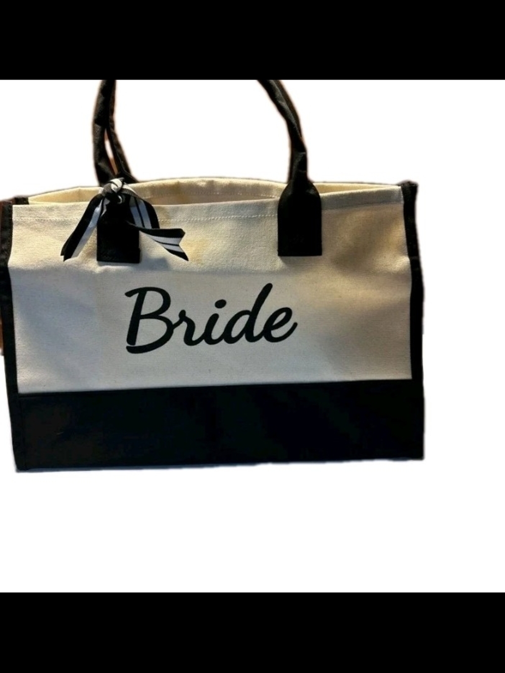 Bride Canvas Tote Bag - Black and White Bridal Tote